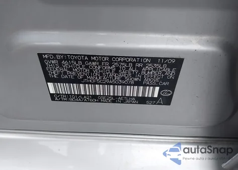 2010 Lexus Is from USA, damaged, VIN JTHCF5C29A5039078